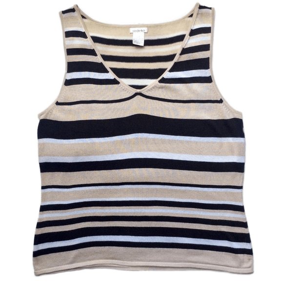 Gloria Vanderbilt Striped Knit Tank Top L - Picture 1 of 4